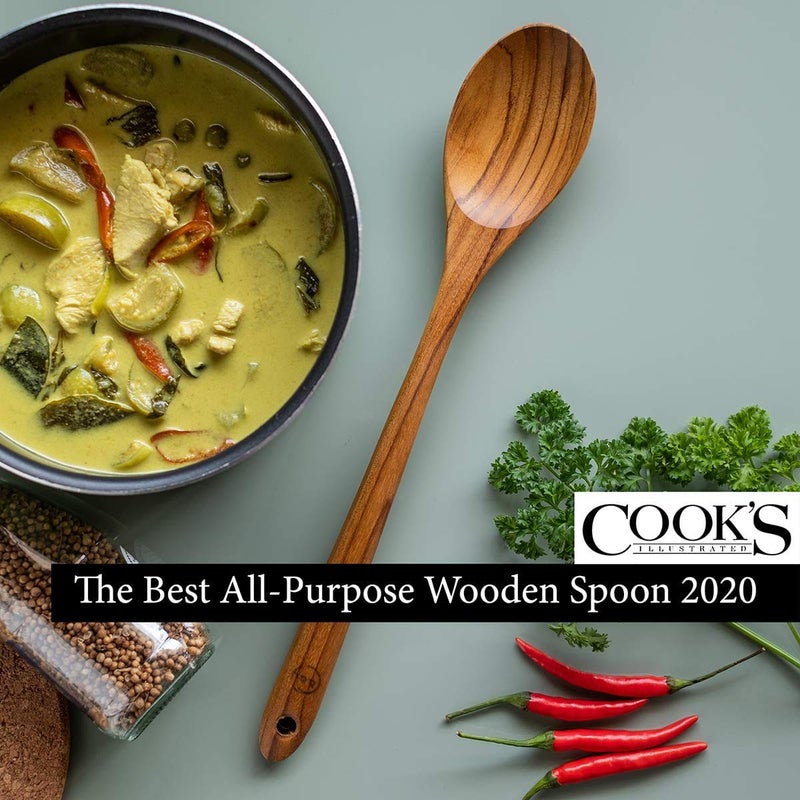 FAAY Thai Teak Salad & Cooking Spoons (2 Pack), 9.5 inch â€“ Handcrafted in Thailand, Natural Coconut Oil Finish, Smooth Non-Scratch Utensils for Mixing & Serving - Image 2